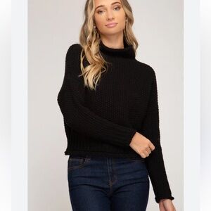 She + Sky Black Knit Women's Sweater